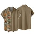 thumbnail image 7 of IROINNID Christmas Funny T-Shirt for Men Snowflake Print Hawaiian Tops Xmas Vacation Holiday Gift Button Up Shirt,Brown, 7 of 7