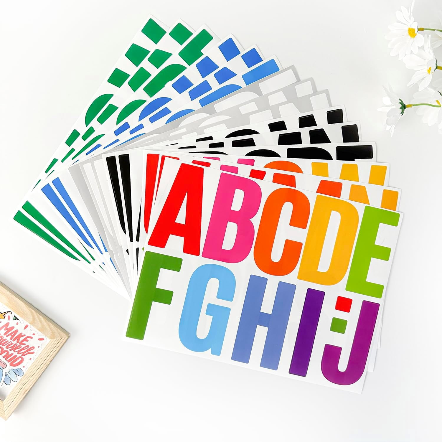 258 Pcs Waterproof 4" Self-Adhesive Vinyl Alphabet & Number Stickers for Mailboxes, Signs, Windows, Doors, Vehicles, Home, Business, and Lockers - Colored