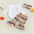 thumbnail image 4 of Combinaison Fille Lettre Manches Longues Romper + Pantalon Évasé + Bandeau, 4 of 8