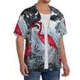 thumbnail image 2 of Vsdgher Flamingo On The Jungle Men's Cuban Shirt, Hawaiian Shirts, Business Casual Button Down Shirts, Short Sleeve Shirt-Large, 2 of 5