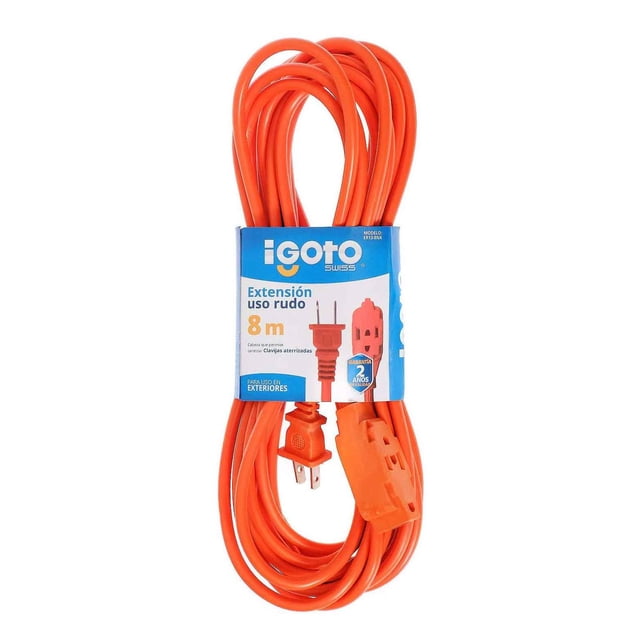 Extensión Uso Rudo Naranja Exterior 16Awg 8M naranja 8M