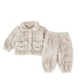thumbnail image 3 of TAGOLD Kids Toddler Casual 2 Piece Outfits Set,Boys Girls Long Sleeve Winter Sets,Children's Teddy Bear Plush Long Sleeved Jacket With Plush Pants Home Suit Set,0 Months, 3 of 4