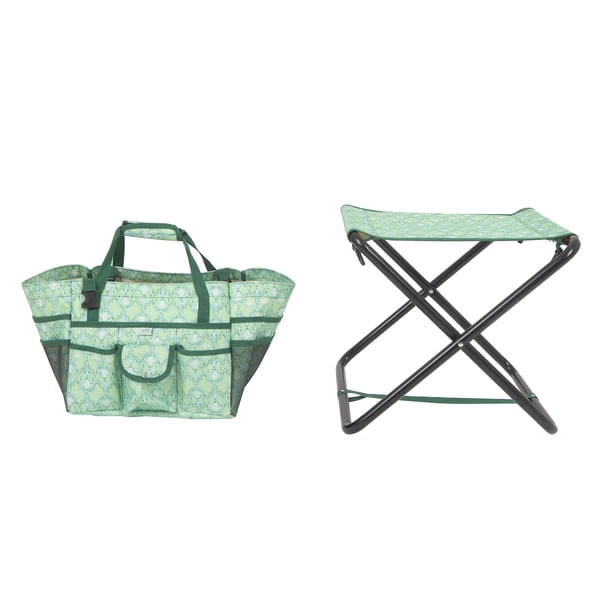 Expert Gardener Folding Gardening Stool with Detachable Tote,Green ...