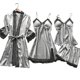 thumbnail image 1 of Conjunto de pijama de satén para mujer, ropa de dormir de seda con correa de encaje, con almohadillas para el pecho, regalo, 4 piezas, 2023, 1 of 4