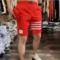 thumbnail image 3 of Pantalones cortos para hombre con estampado de rayas y cordón para playa, elegantes, elásticos, a la moda, sin logotipo, con corte seco, XL, finos, 3 of 5