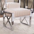 thumbnail image 2 of Meuble SEI Ellison Pouf Velours Moderne en Champagne Beige-Chrome, 2 of 3
