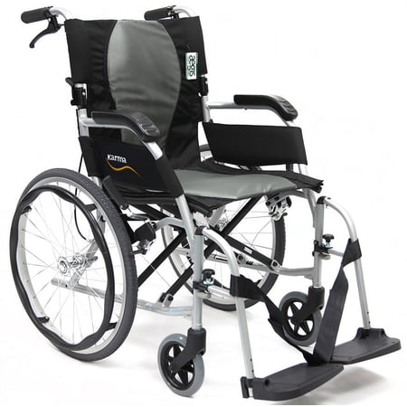 Karman Ergo Flight Ultra Lightweight Wheelchair with Quick Release Axles, Pearl Silver, 16" Seat Width