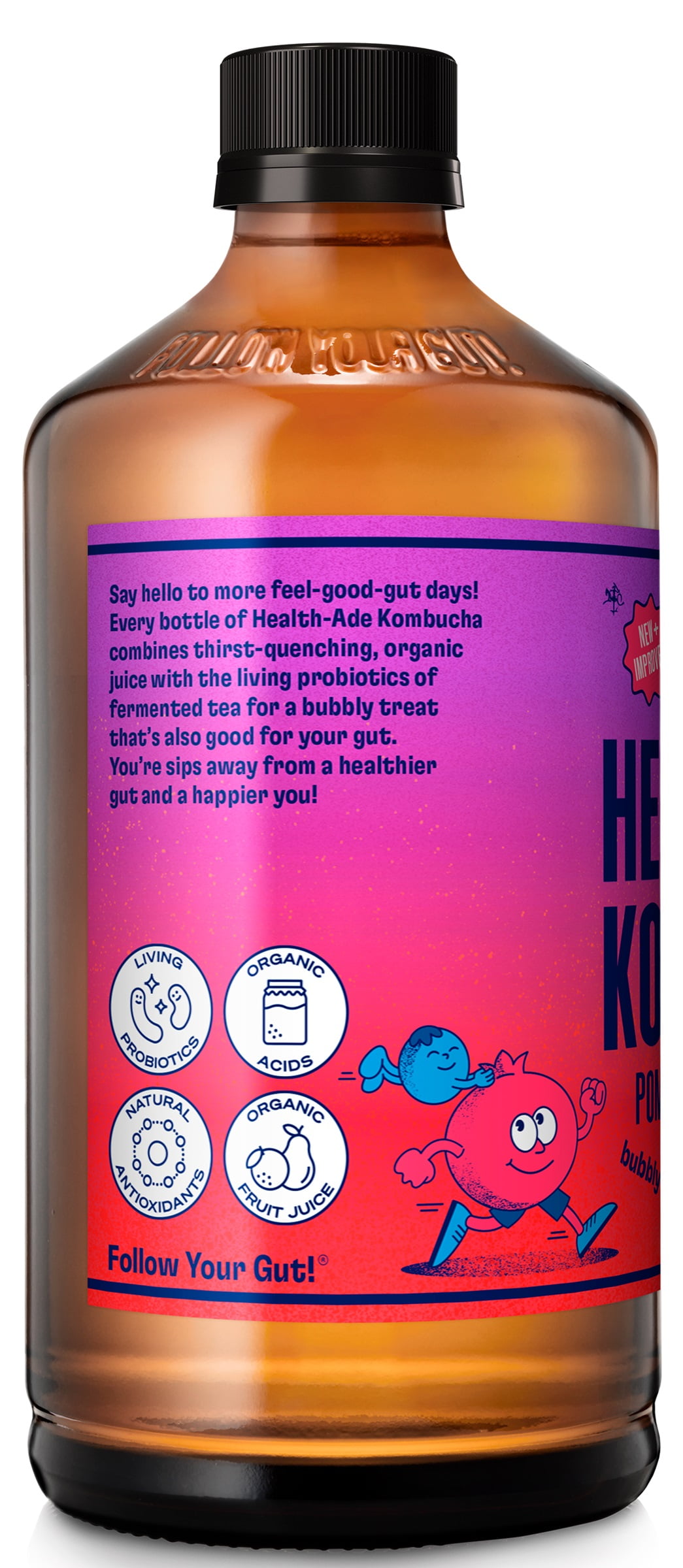 ダイエット・健康 KombuchaMana Health-Ade Blueberry Pomegranate Kombucha 16 oz with Probiotics