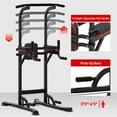 thumbnail image 5 of Ainfox Power Tower Exercise Equioment Multi-Function Home Strength Training Tower Dip Stands Workout Station(Black Red), 5 of 8