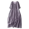 thumbnail image 1 of Robe Femme Couleur Unie Col en V Polyester Manches Courtes pour Usage Décontracté et Intérieur, 1 of 3