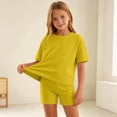 thumbnail image 7 of BXJX Girls Summer Outfit Sets, 2 Piece Short Sleeve Crew Neck T-Shirt and Shorts Set Yellow Size 9-10 T, 7 of 7