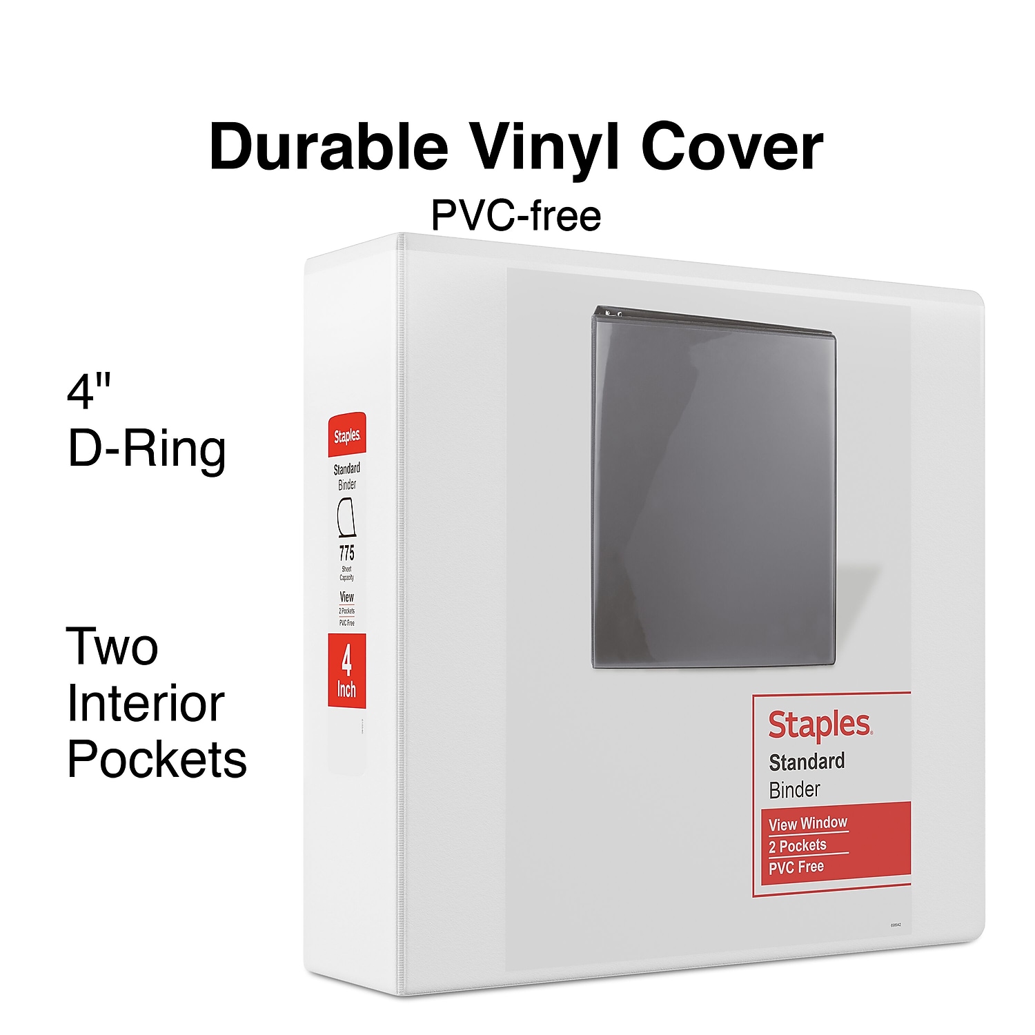 Staples 4" 3-Ring View Binders D-Ring White 6/Pack (55414CT/26358CT)