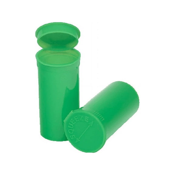 Philips Empty Prescription Pop Top Vial Made in USA Pack of 225 Dry Herb Containers with Child Resistant Solid Lime Green Color 19 Dram Medical Pharmacy Pill Bottles