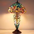 thumbnail image 6 of Rustic Tiffany Style Table Lamp Nightlight Sea Blue Yellow Stained Glass Dragonfly Vintage Base 22" Tall Lover Living Room Bedroom Bedside Nightstand Home Office Family WERFACTORY Led Bulb Included, 6 of 7