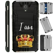 WORLD ACC Silver Guard Compatible with Cricket Icon | AT&T Radiant Core Case Slim Hybrid Phone Cover (I Am King)