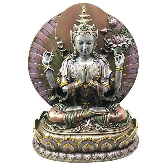 Large Avalokiteśvara Bodhisattva Avalokiteshvara In Prayer Meditation Tibetan Buddhism Sculpture Eastern Enlightenment Home Altar Decorative