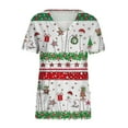 thumbnail image 3 of Luxalzxs Christmas Printed Scrub Shirt Nurse Uniforms for Women, Short Sleeved V-Neck Protective Work Clothes Tops Holiday Scrub Tops, 3 of 4