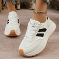 thumbnail image 2 of Rokment Women's Vintage Platform Chunky Low Top Fashion Sneakers Fall Winter Retro Casual Color Block Patchwork Height Increasing Skateboard Tennis Walking Shoes Comfortable White Size 7.5, 2 of 7