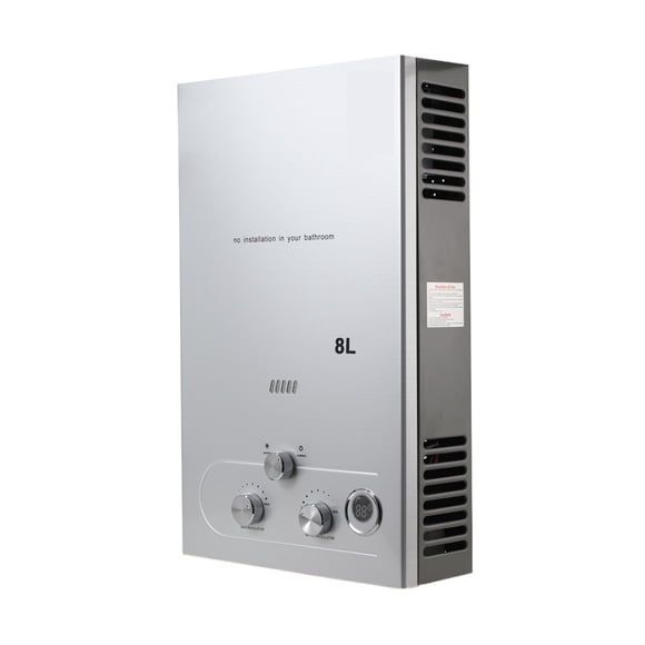 8L Tankless Propane Gas Water Heater 16KW LPG Instant Hot Water Heater Boiler LED Display Outdoor Camping With Shower Head Kit ,Convertible Temperature Scale