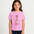 thumbnail image 2 of Girls Graphic Tees Pink Electric Guitar Bow Kids T Shirt Cute Rock 100% Cotton Short Sleeve Soft Tops 4-13Y, 2 of 5