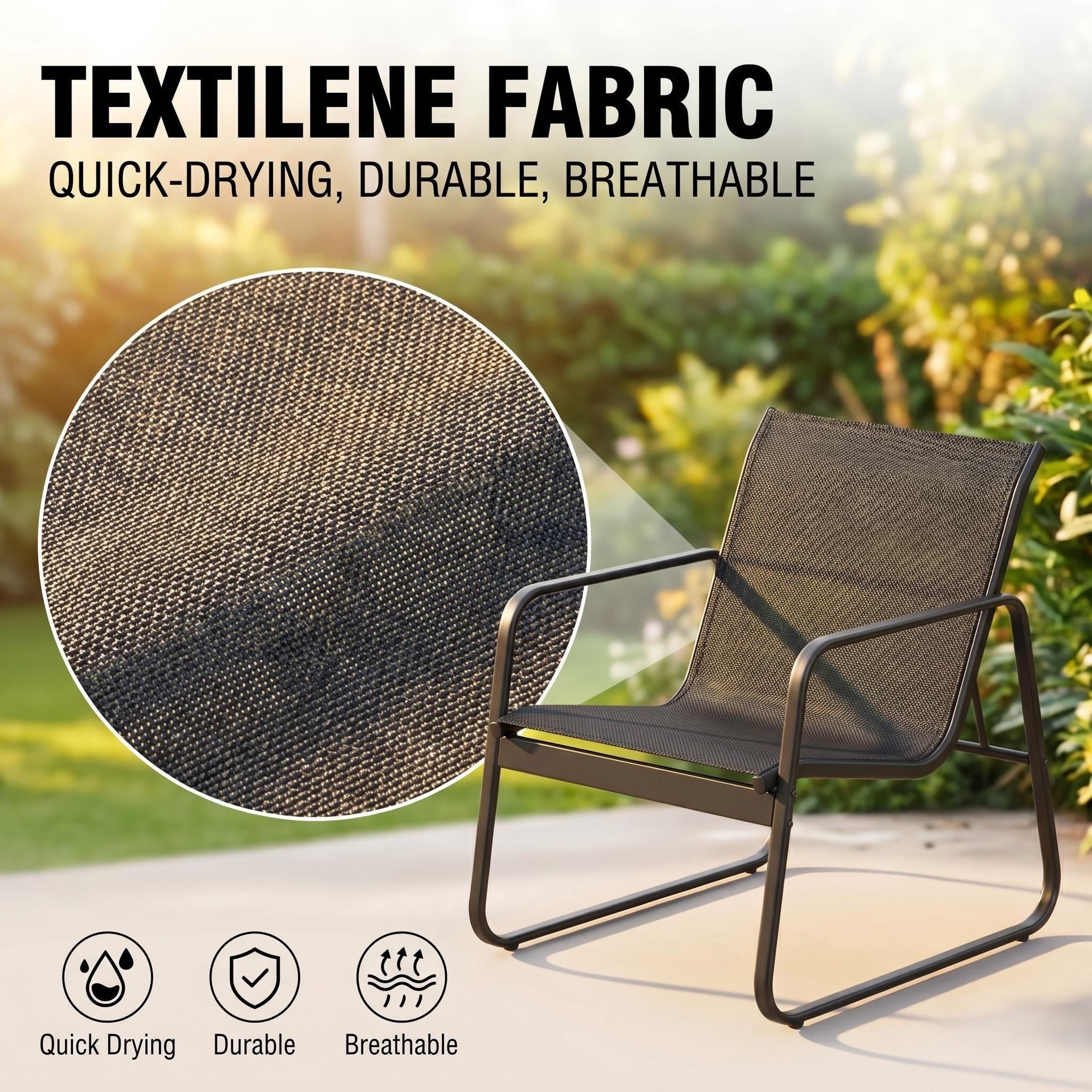 4 Piece Patio Furniture Set, Lofka Outdoor Patio Furniture with Loveseat, 2 Single Chairs and Glass Coffee Table, for Backyard, Balcony, Lawn,Black