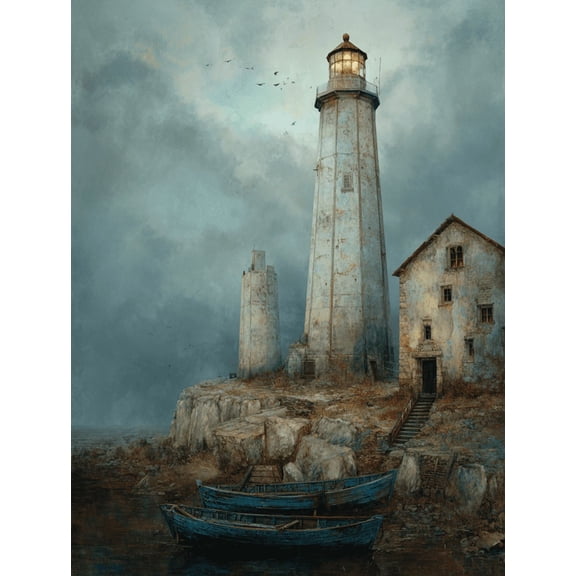 Nautical Lighthouse Canvas Print Vacation Rental Seascape Wall Decor