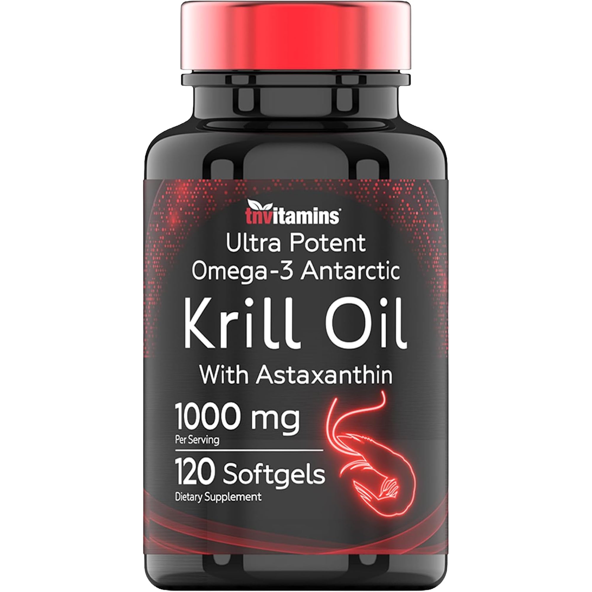 TNVitamins Antarctic Krill Oil 1000mg Softgels Omega 3 Supplement with Phospholipids EPA DHA Astaxanthin NON-GMO Gluten Free, 120 Count