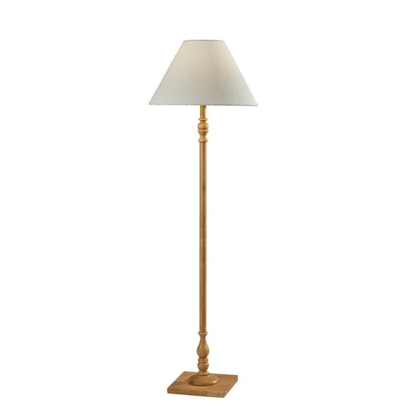 Adesso Rigby 59.5" 3-Way Natural Wood Floor Lamp with White Boucle Tapered Shade