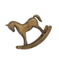 COOLHOOD Vintaged Wooden Rocking Horse Statue Hand Carved Home Decoration Sculpture With Sturdy Base For Shelf Display