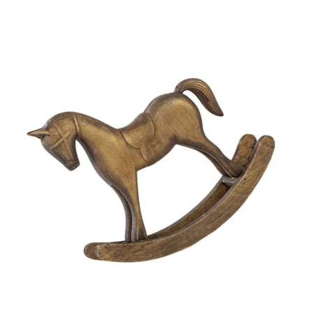 COOLHOOD Vintaged Wooden Rocking Horse Statue Hand Carved Home Decoration Sculpture With Sturdy Base For Shelf Display
