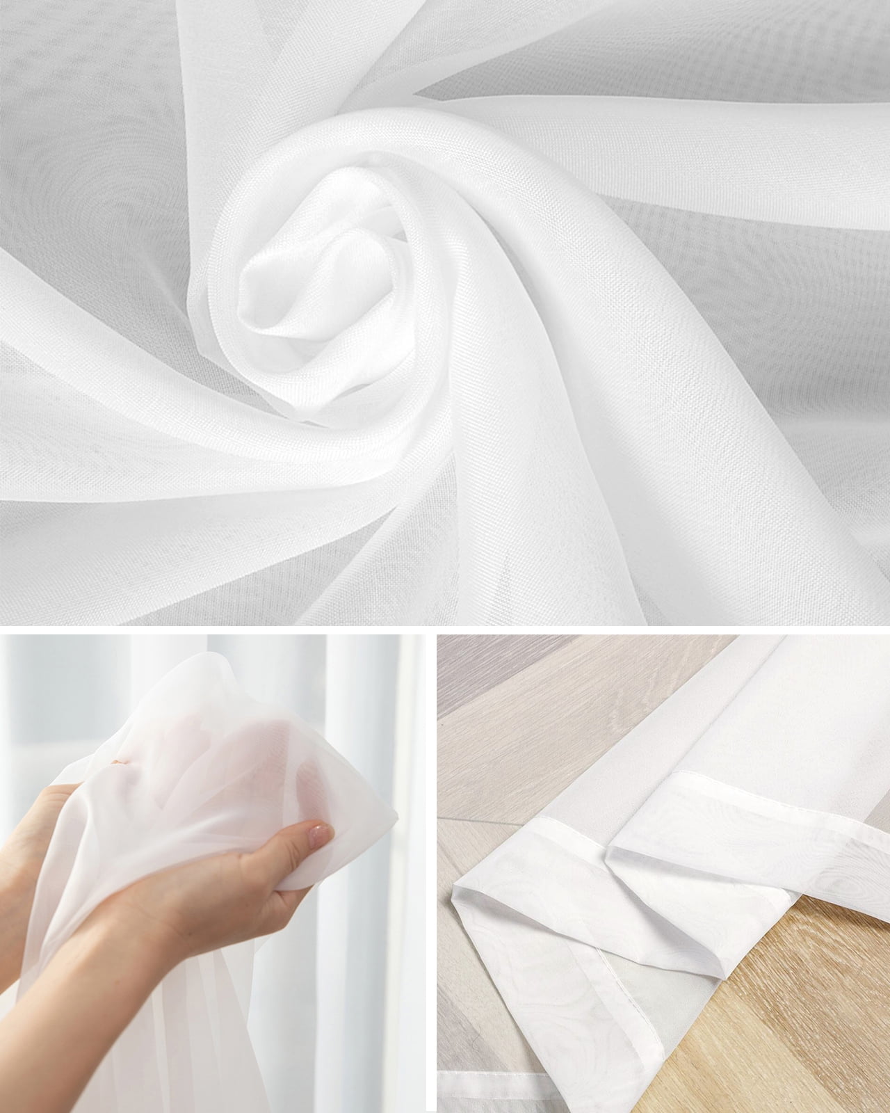 Sheer Curtains 108 inches Long, Plants Gradient Green Leaves Farmhouse Style Light Filtering Sheer Window Curtains Rod Pocket Voile Drapes for Bedroom Living Room, 52"W x 108"L 2 Panels