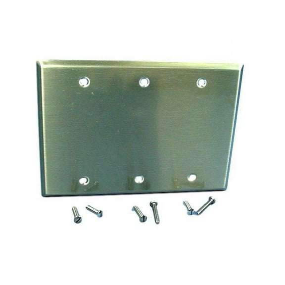 Cooper/Arrow Hart ANTIMICROBIAL 3-Gang Stainless Steel Blank Cover Wallplate Box Mount