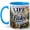 Blue, variant on Life Is Better at the Lake Coffee Mug, Relaxing Cabin Lake and Canoe Design, 11 oz Ceramic Cup