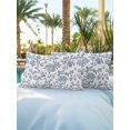 thumbnail image 5 of Outdoor Pillows Waterproof Set of 2, Blue Flower Patio Throw Pillows for Couch Bed Sofa with Insert, Vintage Farmhouse Boho Leaf Spring Summer Decorative Travel/Reading/Camping Pillow Set 12x20 Inch, 5 of 8