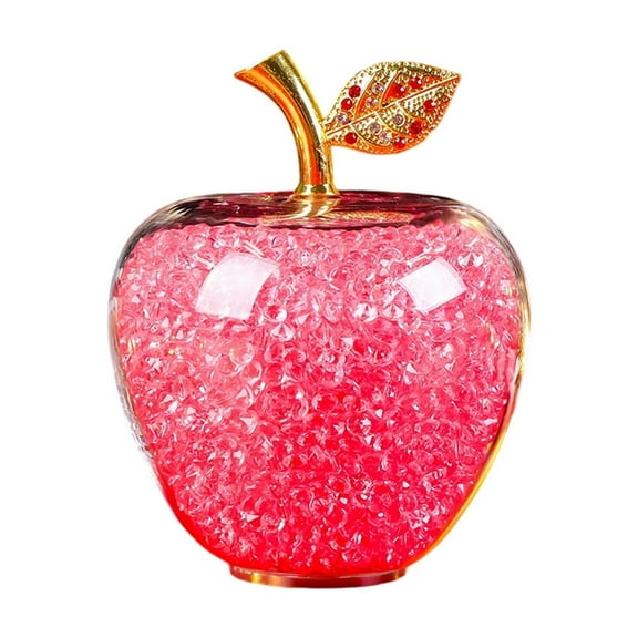 SLYNSHome Crystal Apple Figurine Paperweight Christmas Gifts for Women Men,Glass Apple Collectible Ornament for Home Table Holiday Decor - Pink