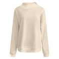 thumbnail image 4 of Women's Oversized Sweatshirts Spring Fall Trendy Casual Loose Turtleneck Solid Color Split Long Sleeve Loose Hoodless Sweatshirt Pullover Top Beige-L, 4 of 4
