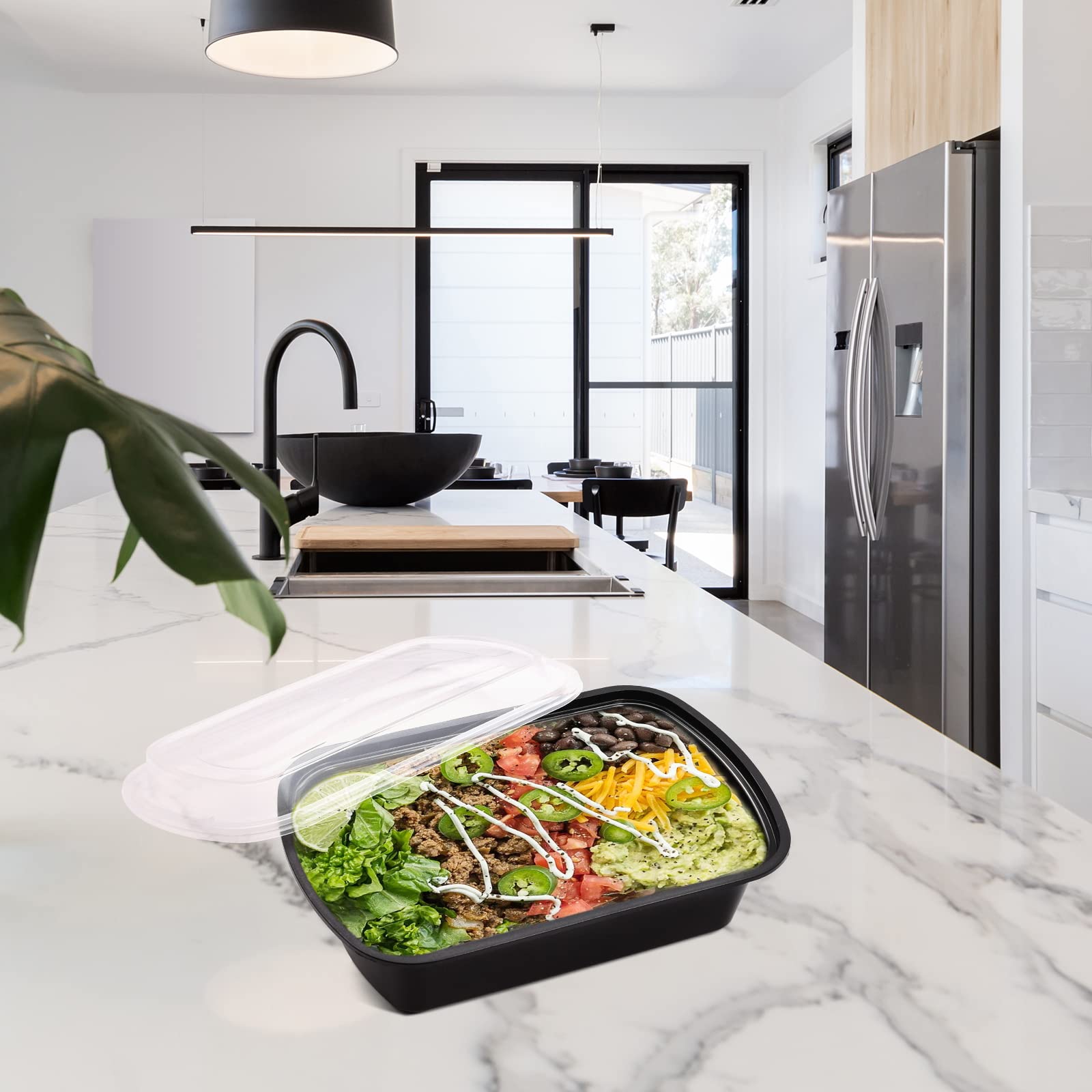 Kitch'nmore 38oz Meal Prep Containers  Extra Large &thick Food Storage With Lids Reusable Plastic Disposable Bento Box Stackable Microwave/freezer/dishwasher Safe Bpa Free (30pack)