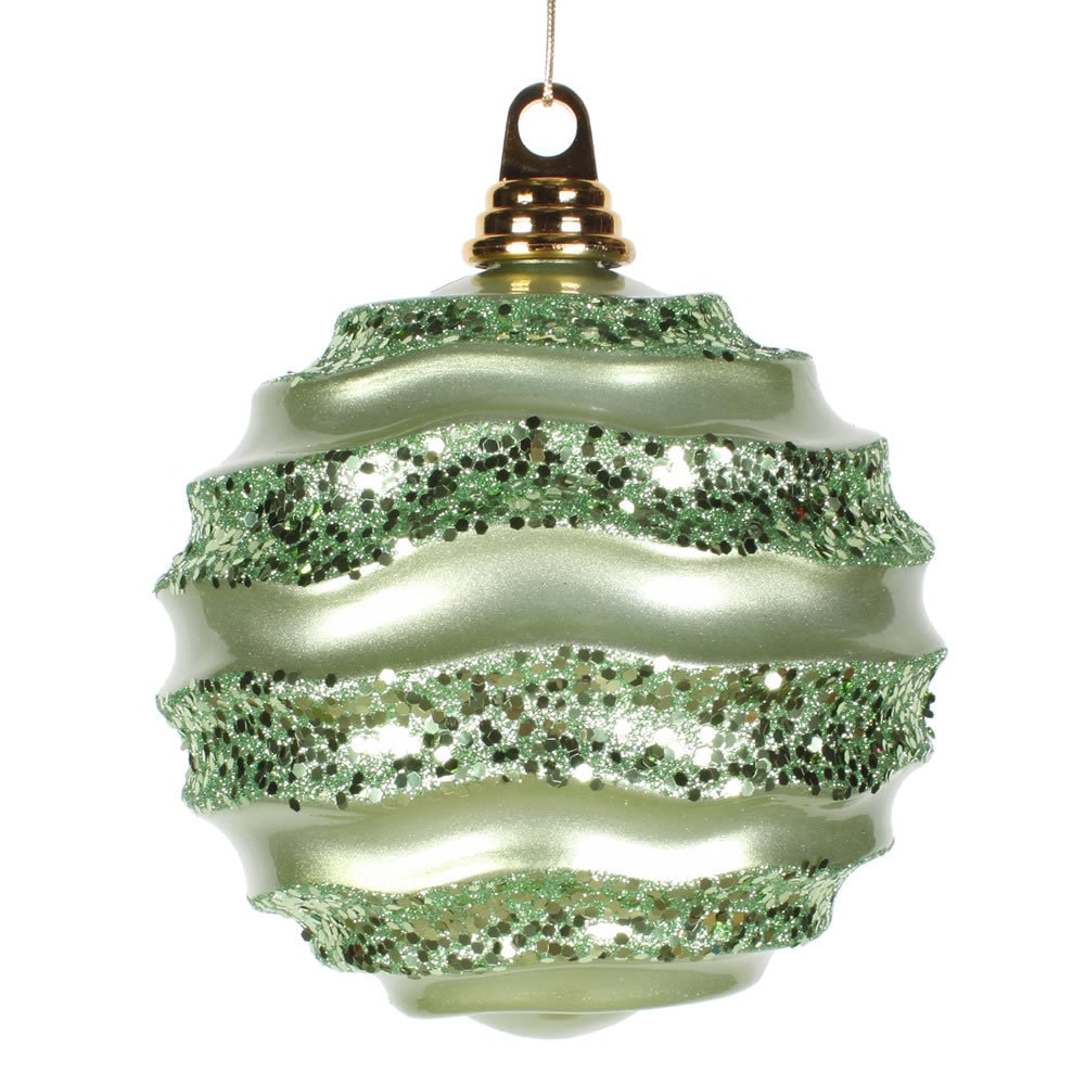 Vickerman 33631 - 9.8" Celadon Candy Glitter Wave Ball Christmas Tree Ornament (M132354) - image 2 of 2
