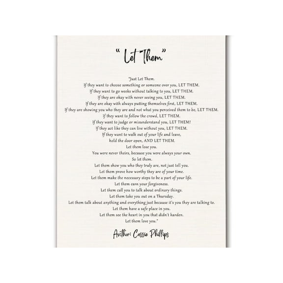 Let Them Poem Inspirational Wall Art Poster, Motivational Positive Affirmations Canvas Prints Wall Decor for Home Bedroom Living Room Office