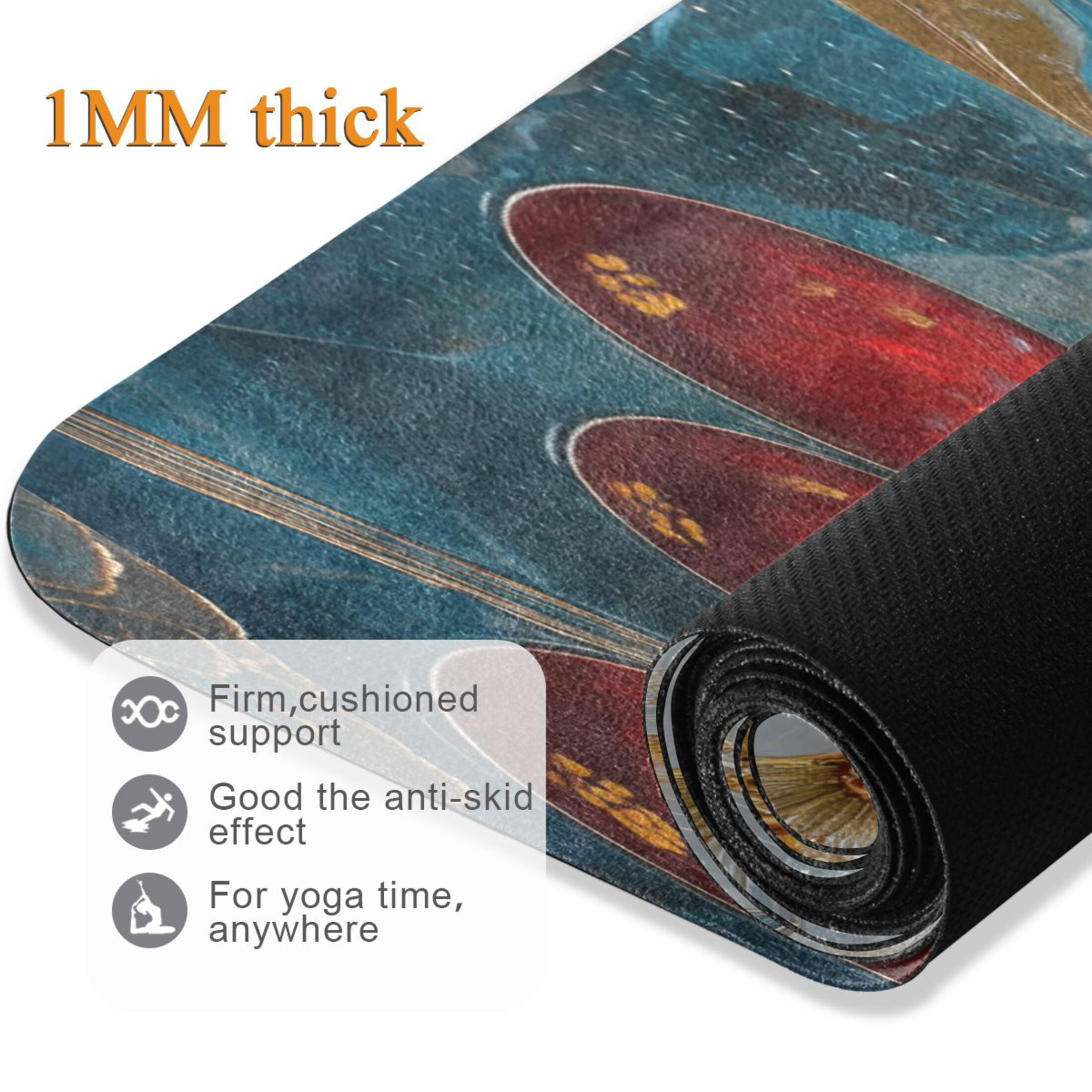 BZSMCE Yoga Mat Women Glass Flowers with Gold Accents Fitness Mat