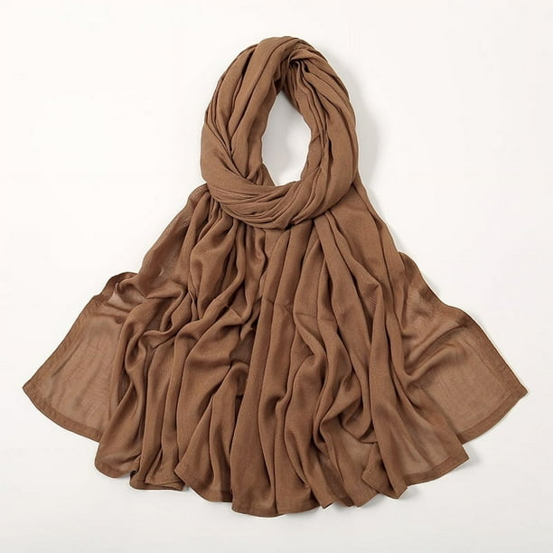 Zhuge Bufanda elegante, nueva bufanda de algodón con borde ancho de color sólido, bufanda protectora solar, bufanda simple y suave y versátil (marrón A)
