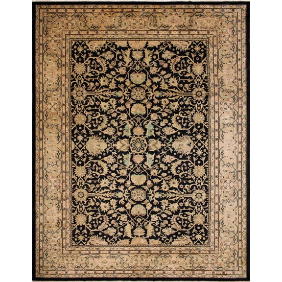 Peshawar Hala Black/Beige Rug, 9'4" x 11'11"