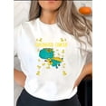 thumbnail image 1 of 1pc Women's Casual Round Neck Short Sleeve T-Shirt with Childhood Cancer Awareness Dinosaur Graphic, Polyester Knit Fabric, Comfortable All-Season Top, 1 of 6