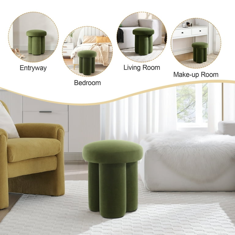 Zesthouse 14.6″Wide Modern Round Ottoman, Mushroom Footrest Zesthouse 14.6″Wide Modern Round Ottoman, Mushroom Footrest