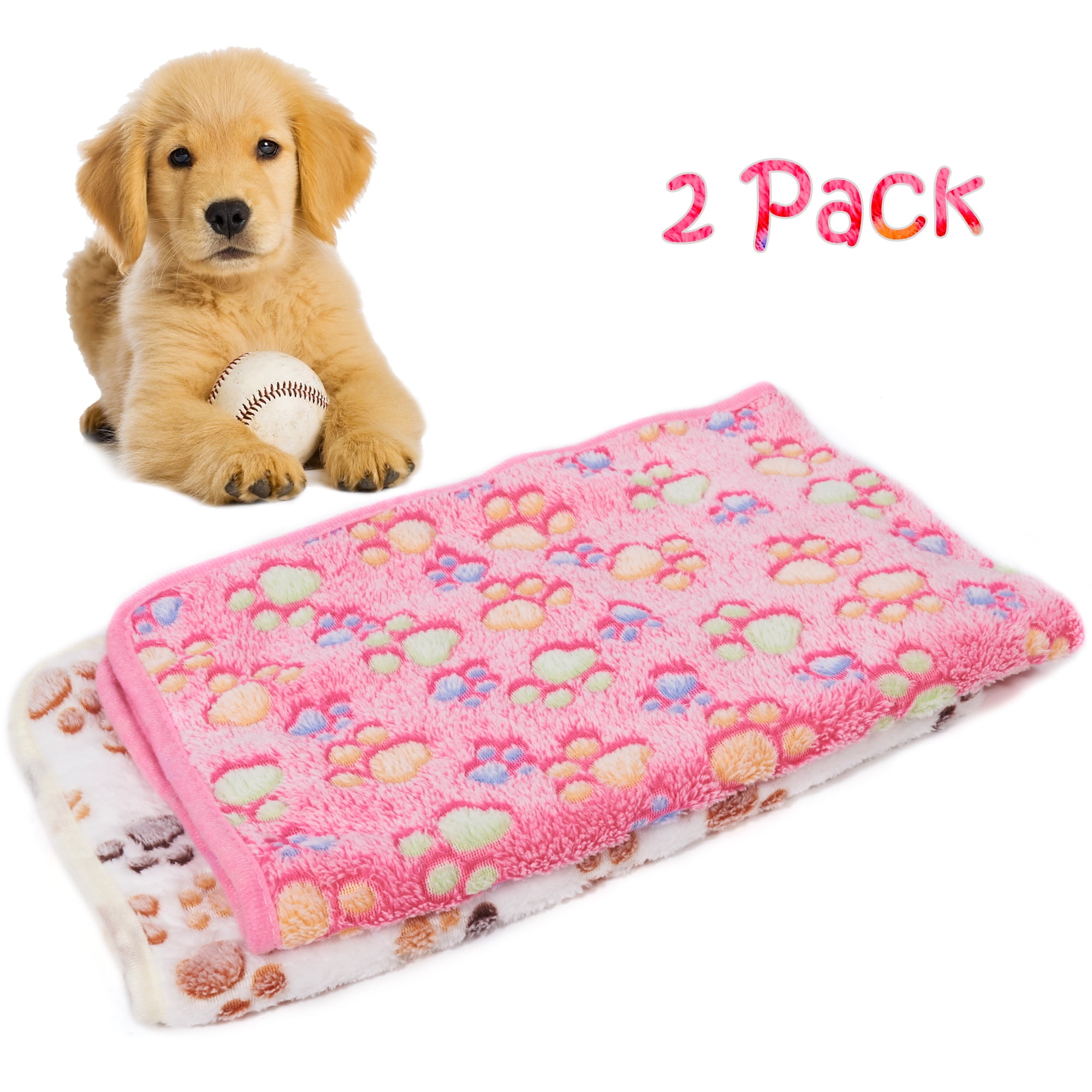 LUXMO 2 Pack Puppy Blanket for Pet Cushion Small Dog Cat Bed Soft Warm Sleep Mat, Pet Dog Cat