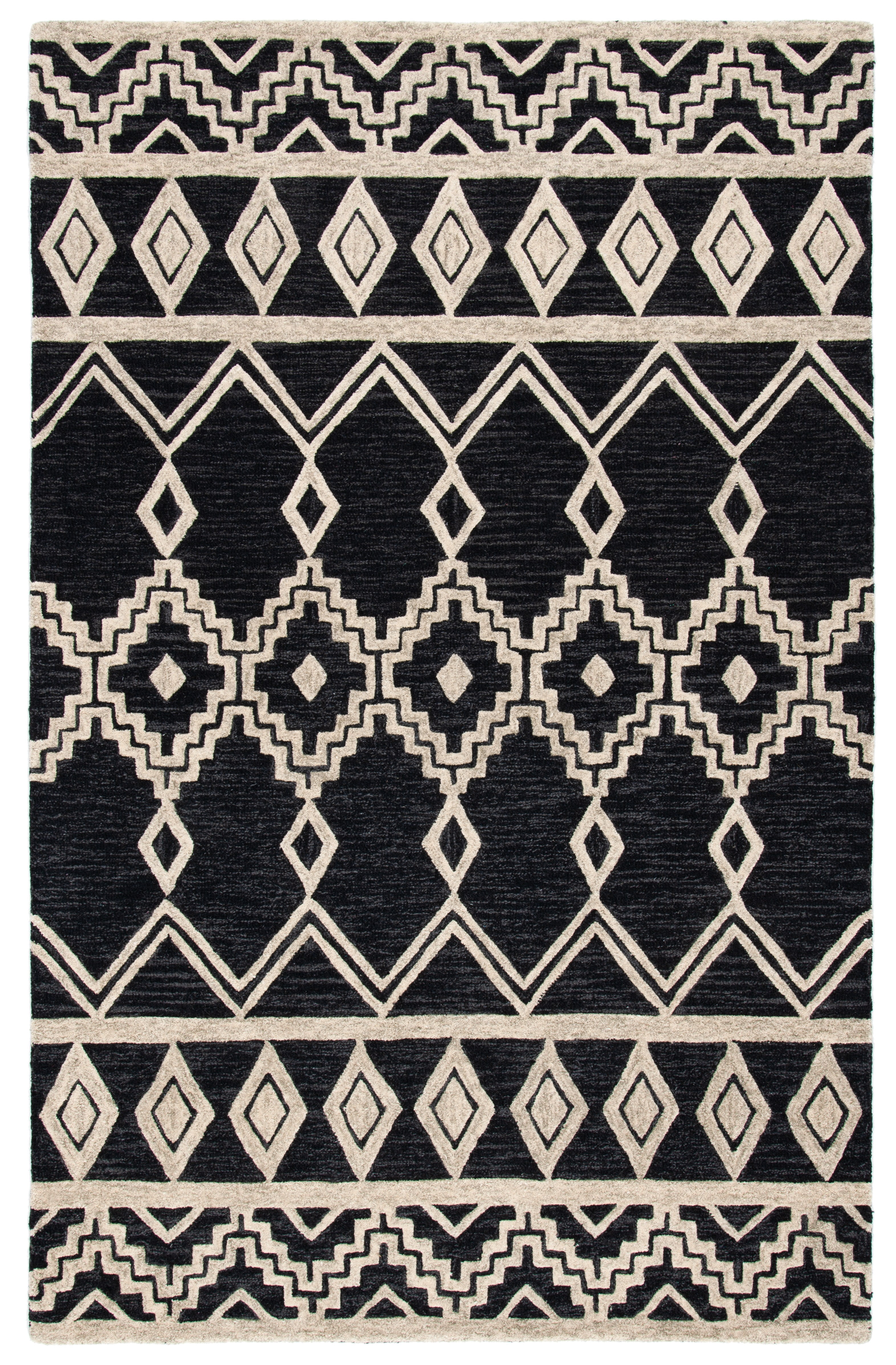 SAFAVIEH Abstract Torrey Geometric Wool Area Rug, Black/Ivory, 5' x 8'