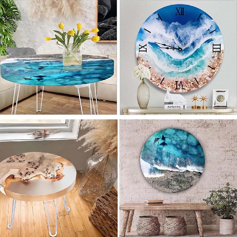 ZPAQI Round Desk Silicone Mold River Table Cutting Board Resin Mold Home Decorations