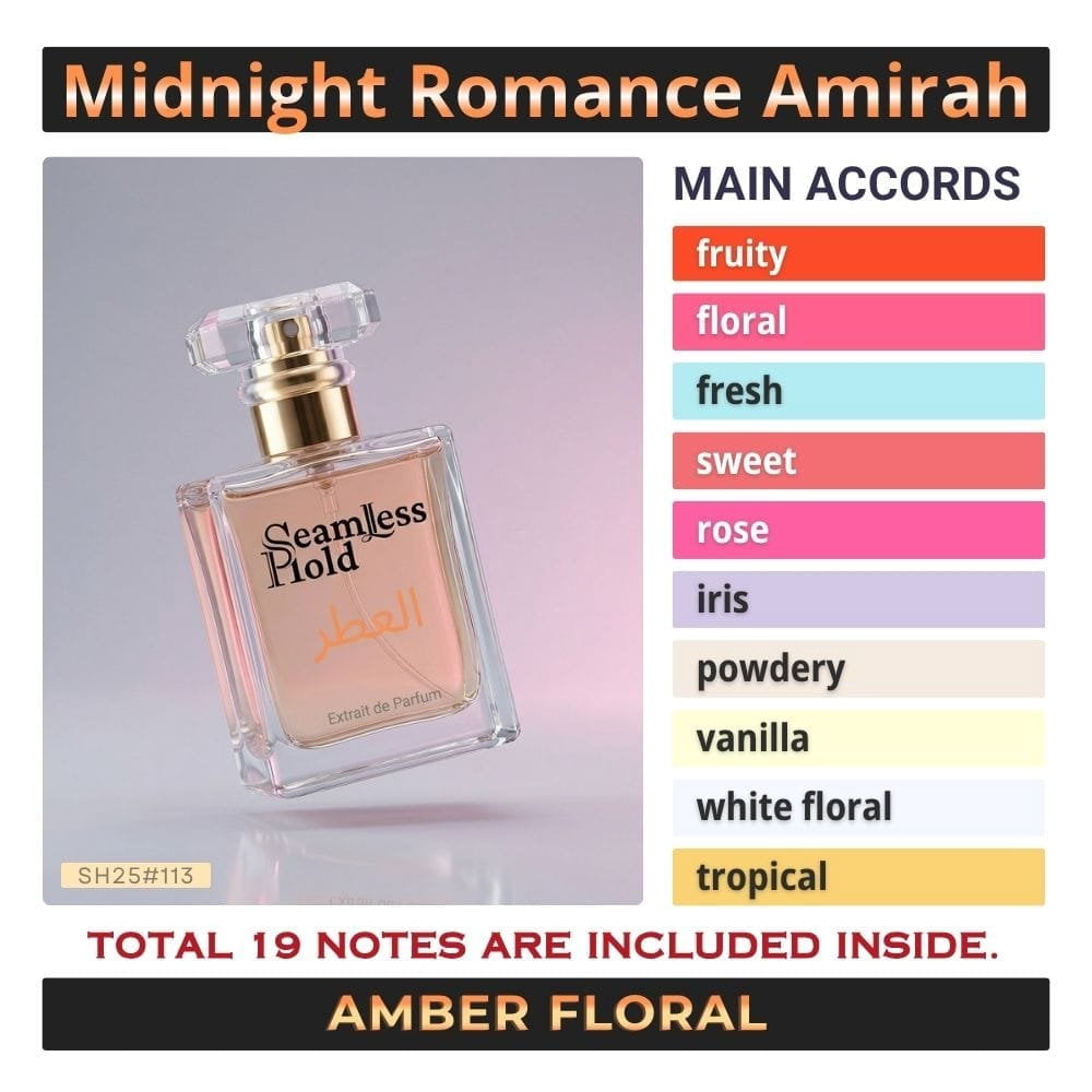 Seamless Hold Midnight Romance Amirah Fruity Floral Vanilla Perfume for Women Parfum | Inspired Luxury Fragrance | Long-Lasting Scent - 1 oz (30 ml)