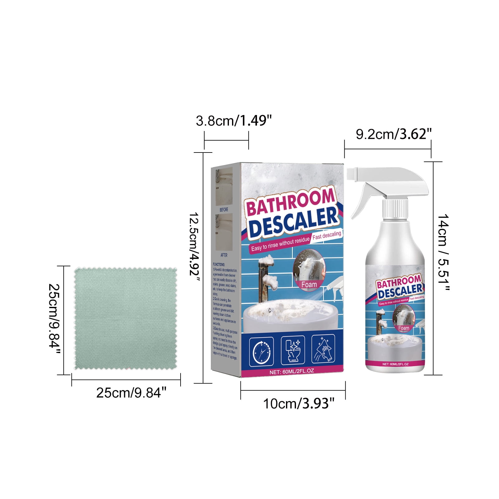 Alvantor Power Foaming Bathroom Cleaner for Showers, Bathtubs, and Sinks, 2.02fl.oz