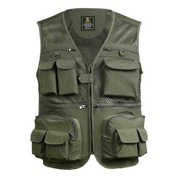 Amdohai Fishing Vest Breathable Fishing Travel Mesh Vest with Zipper Pockets Summer Work Vest for Outdoor Activities